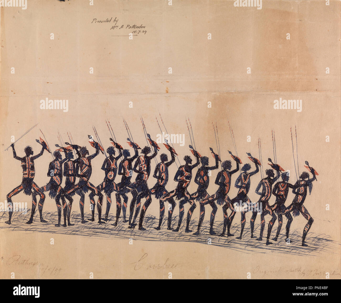 Rutherglen Corroboree. Datum/Zeitraum: 1899. Objekt. Feder und Tinte auf Papier, Feder und Tinte auf Papier. Höhe: 270 mm (10.62 in); Breite: 335 mm (13.18 in). Autor: Tommy McRae. Stockfoto