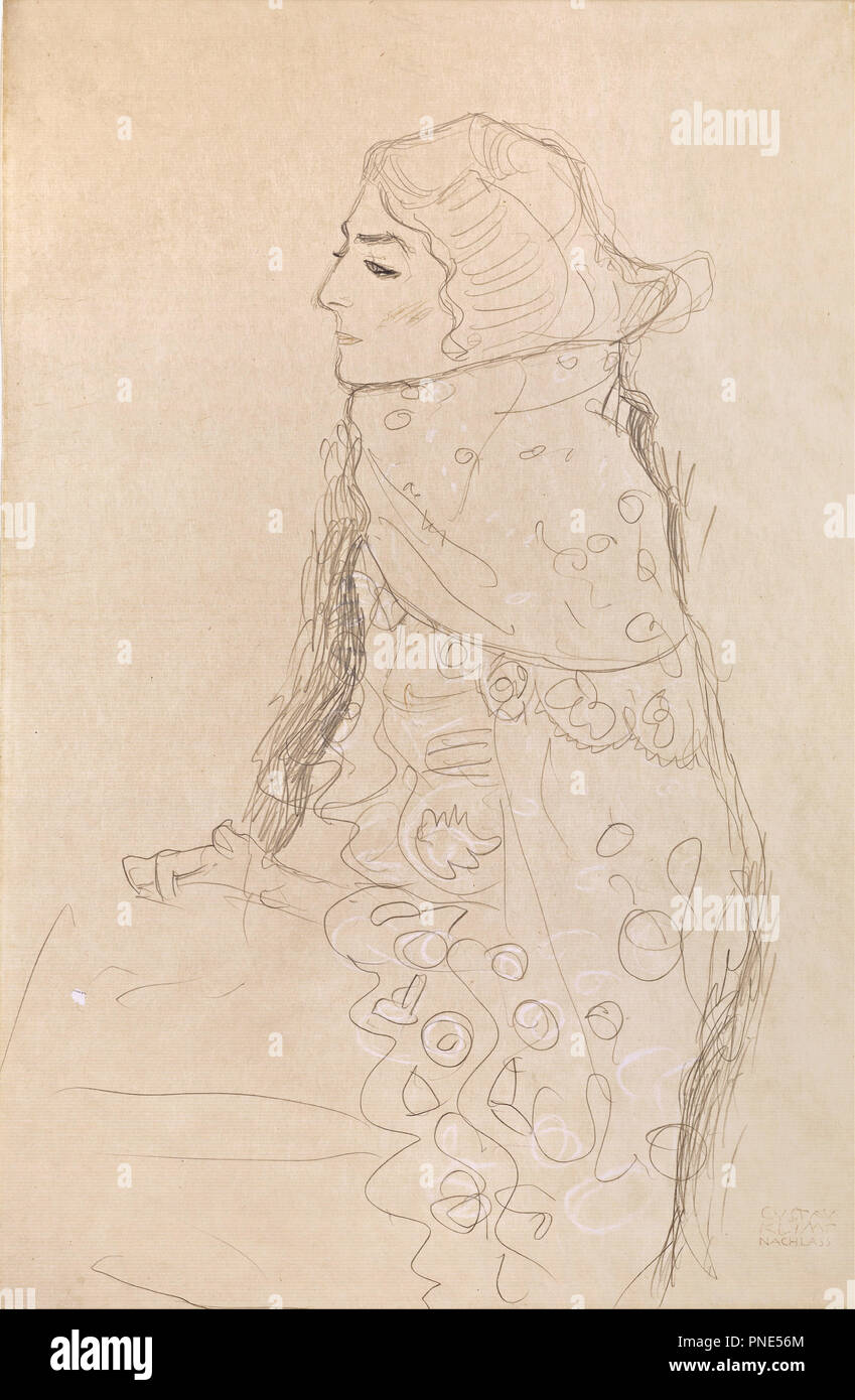 Sitzende Dame sitzende Frau. Datum/Zeit: Ca. 1910. Zeichnung. Höhe: 553 mm (21.77 in); Breite: 364 mm (14.33 in). Autor: Gustav Klimt. Stockfoto