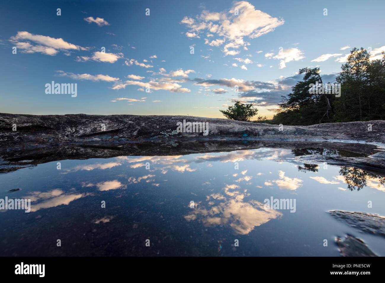 Reflexionen am kahlen Felsen übersehen - kahle Felsen Erbe zu erhalten, Cleveland, South Carolina, USA Stockfoto