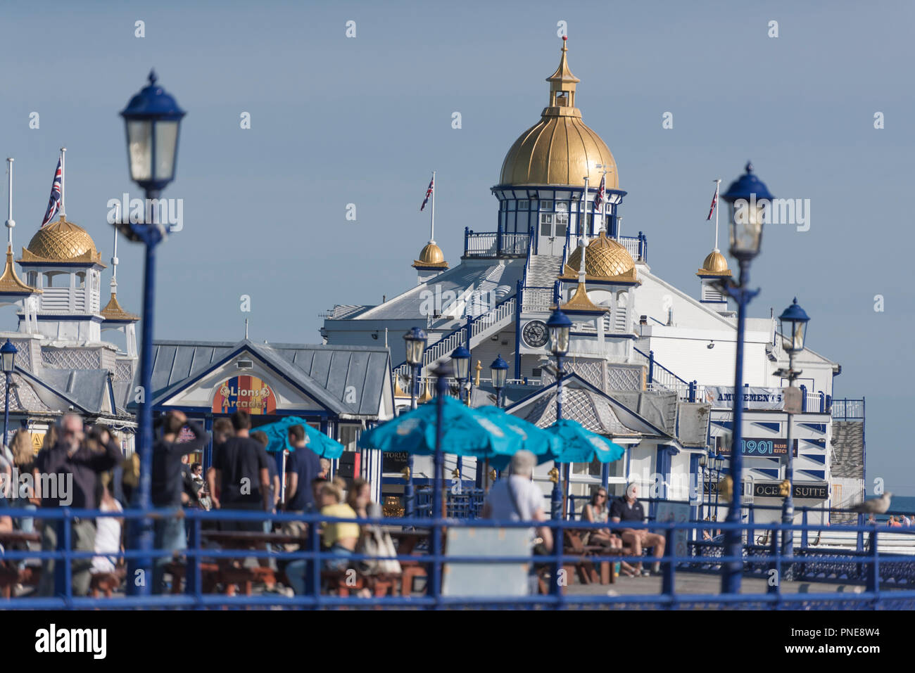 Eastbourne Pier, in der Grafschaft East Sussex, an der Südküste von England, UK. Stockfoto