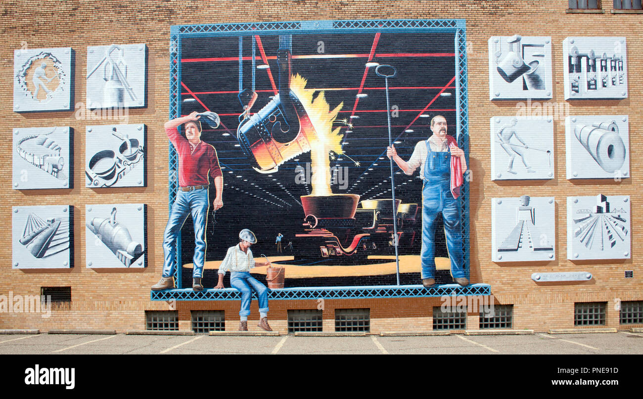 Stahlarbeiter Wandbild in Steubenville, Ohio Stockfoto