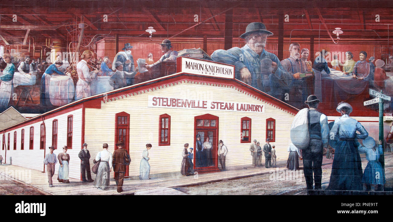 Dampf Wäscheservice Wandbild in Steubenville, Ohio Stockfoto