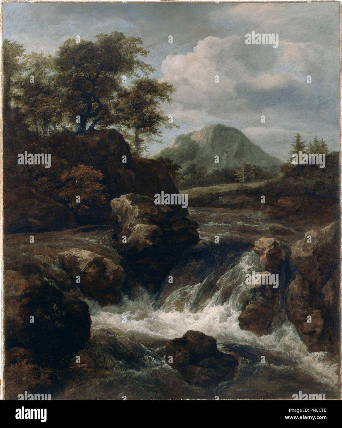 Ein Wasserfall. Datum/Zeitraum: Ende 1660. Malerei. Öl auf Leinwand. Höhe: 985 mm (38.77 in); Breite: 834 mm (32.83 in). Autor: Jacob van Ruisdael. Stockfoto