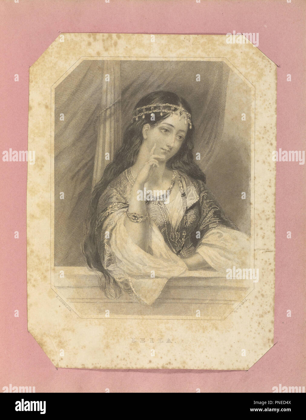 Leila. Datum/Zeitraum: 1843 - 1845. Drucken. Radierung. Höhe: 147 mm (5.78 in); Breite: 113 mm (4.44 in). Autor: Fanny Corbaux. Stockfoto