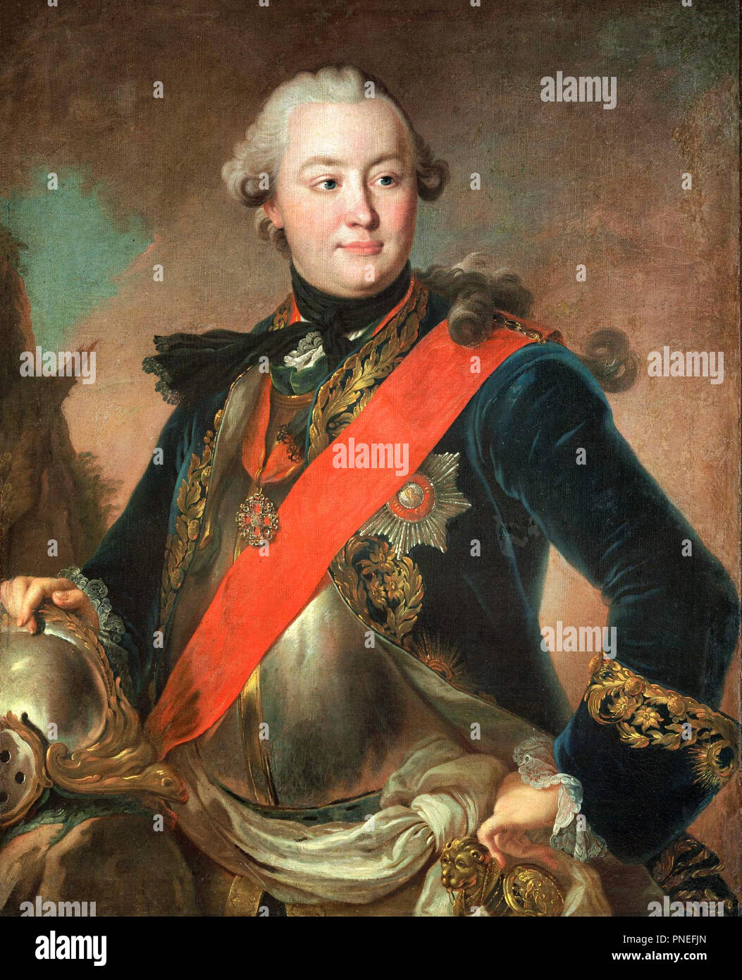 Portrait von Grigori Orlow (1734-1783) - fjodor Rokotov, circa 1762. Graf Grigori Grigorjewitsch Orlow war der Favorit der Kaiserin Katharina die Große von Russland Stockfoto