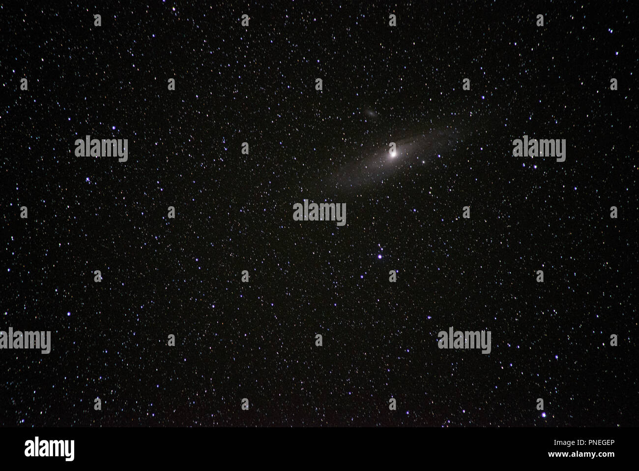 Andromeda Galaxie aus dem kalifornischen Sierras, die durch Sterne umgeben Stockfoto