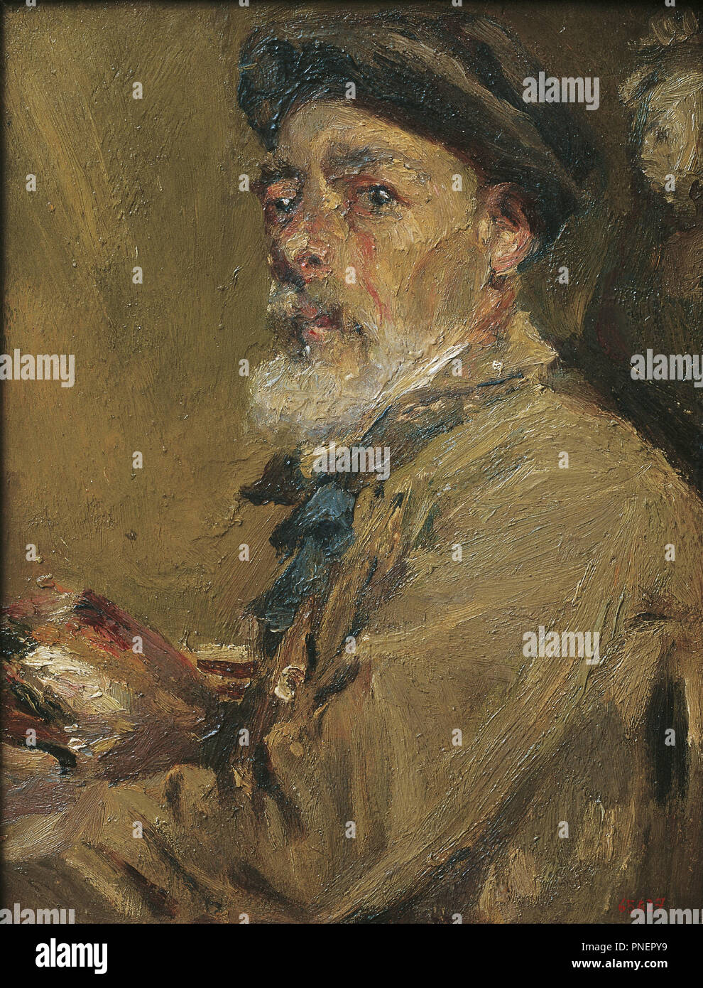 Selbstportrait mit Kappe. Datum/Zeitraum: 1917. Malerei. Öl auf Holz. Höhe: 270 mm (10.62 in); Breite: 215 mm (8.46 in). Autor: Francesc Gimeno. Stockfoto