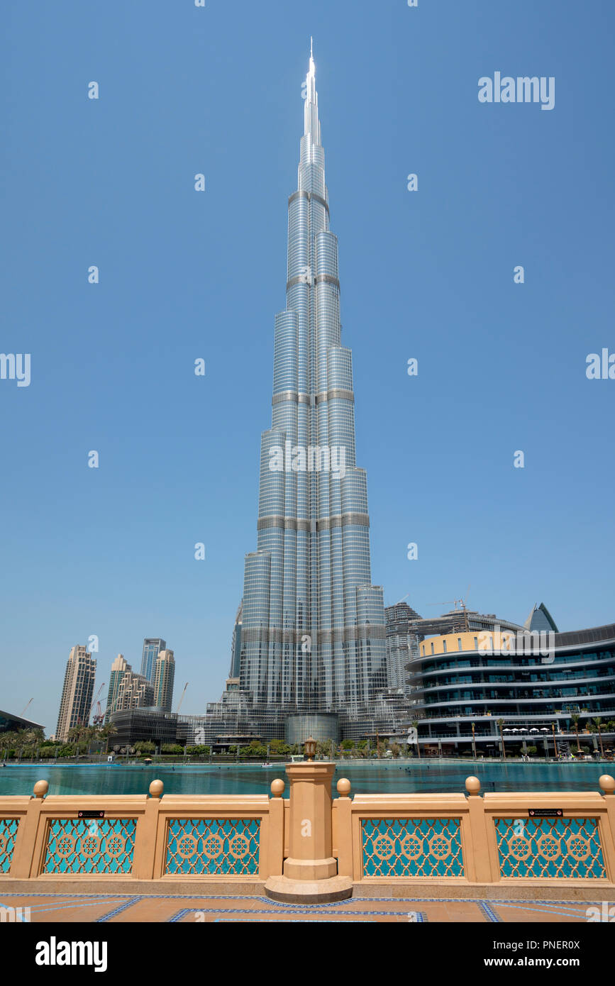Ansicht des Burj Dubai Wolkenkratzer in Dubai, VAE, Vereinigte Arabische Emirate Stockfoto