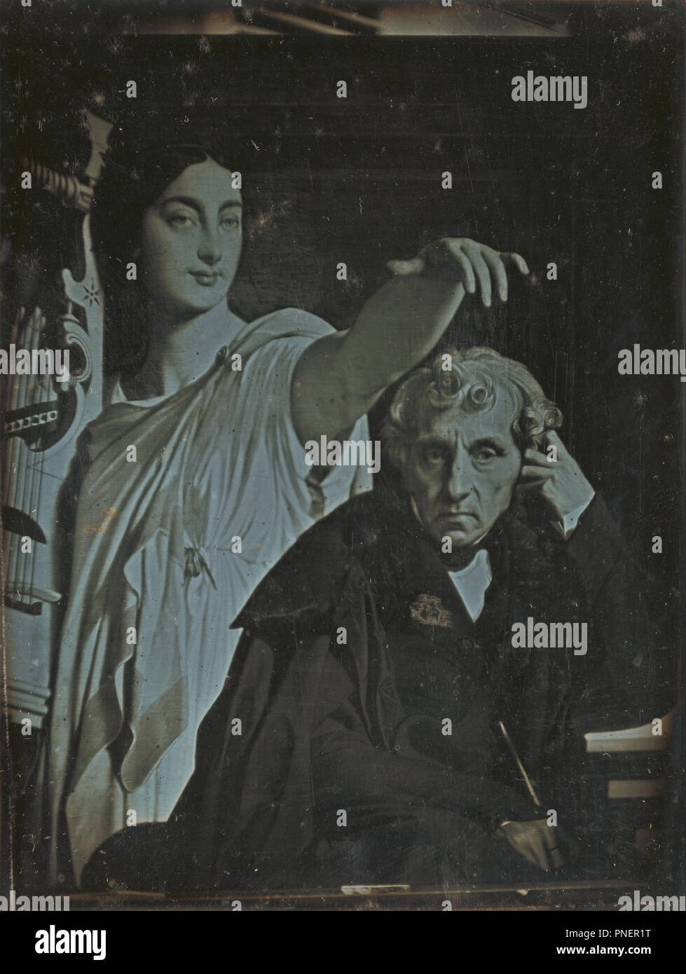 [Ingres Malerei von Maria Luigi Carlo Zenobio Salvatore Cherubini und seine Muse]. Datum/Zeitraum: 1841 - 1842. Foto. Daguerreotypie (Cased-Objekt). Stockfoto