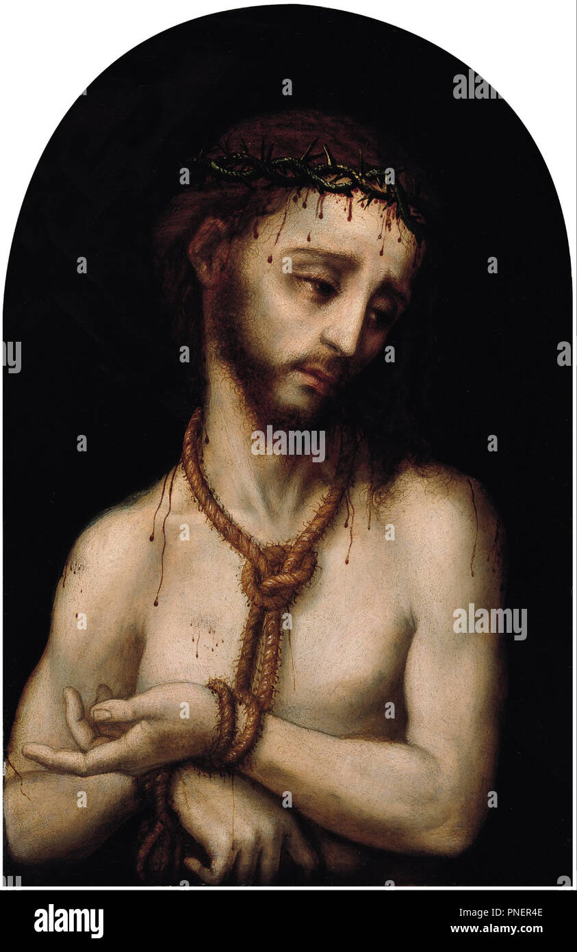 Ecce Homo. Datum/Zeitraum: 1565. Malerei. Öl auf Leinwand. Höhe: 230 mm (9,05 in); Breite: 150 mm (5,90 in). Autor: Luis de Morales. Stockfoto