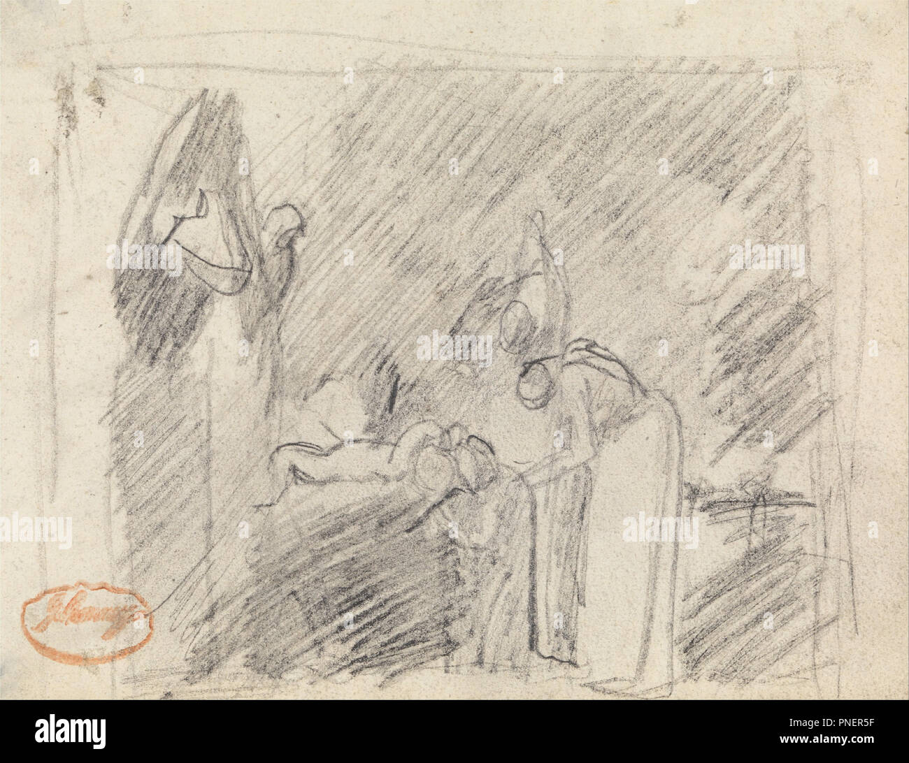 Abbildung Zusammensetzung Studie 42. Zeichnung. Graphit auf Papier. Höhe: 140 mm (5.51 in); Breite: 184 mm (7.24 in). Autor: George Romney. Stockfoto