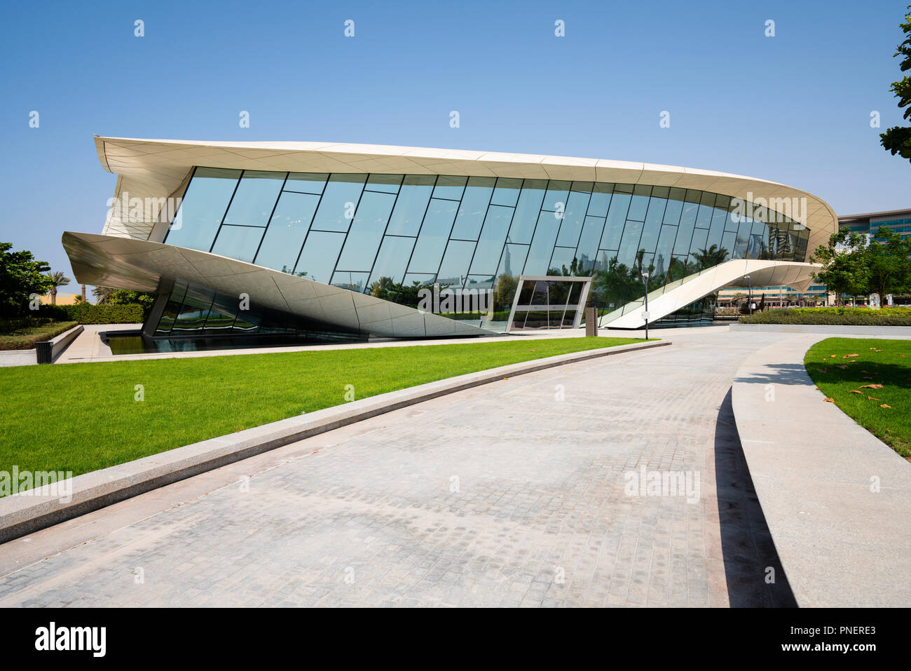 Moderne Etihad Museum, ein Museum der VAE, Dubai, Vereinigte Arabische Emirate. Stockfoto