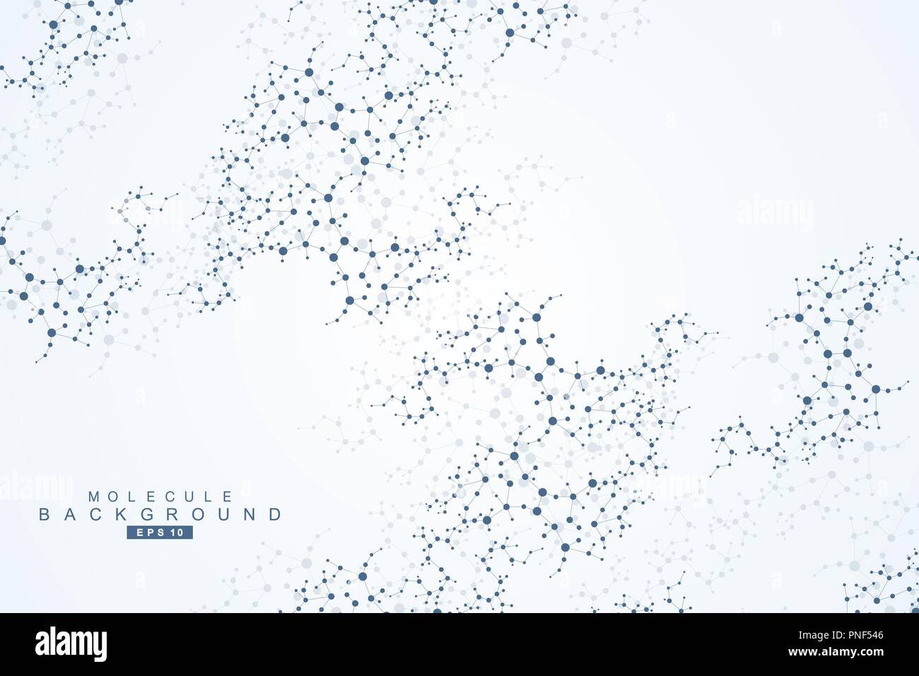 Struktur-Molekül und Kommunikation. DNA, Atom, Neuronen. Wissenschaftliches Konzept für Ihr Design. Verbundene Linien mit Punkten. Medizin, Technik, Chemie, Wissenschaft Hintergrund. Vektor-Illustration. Stock Vektor