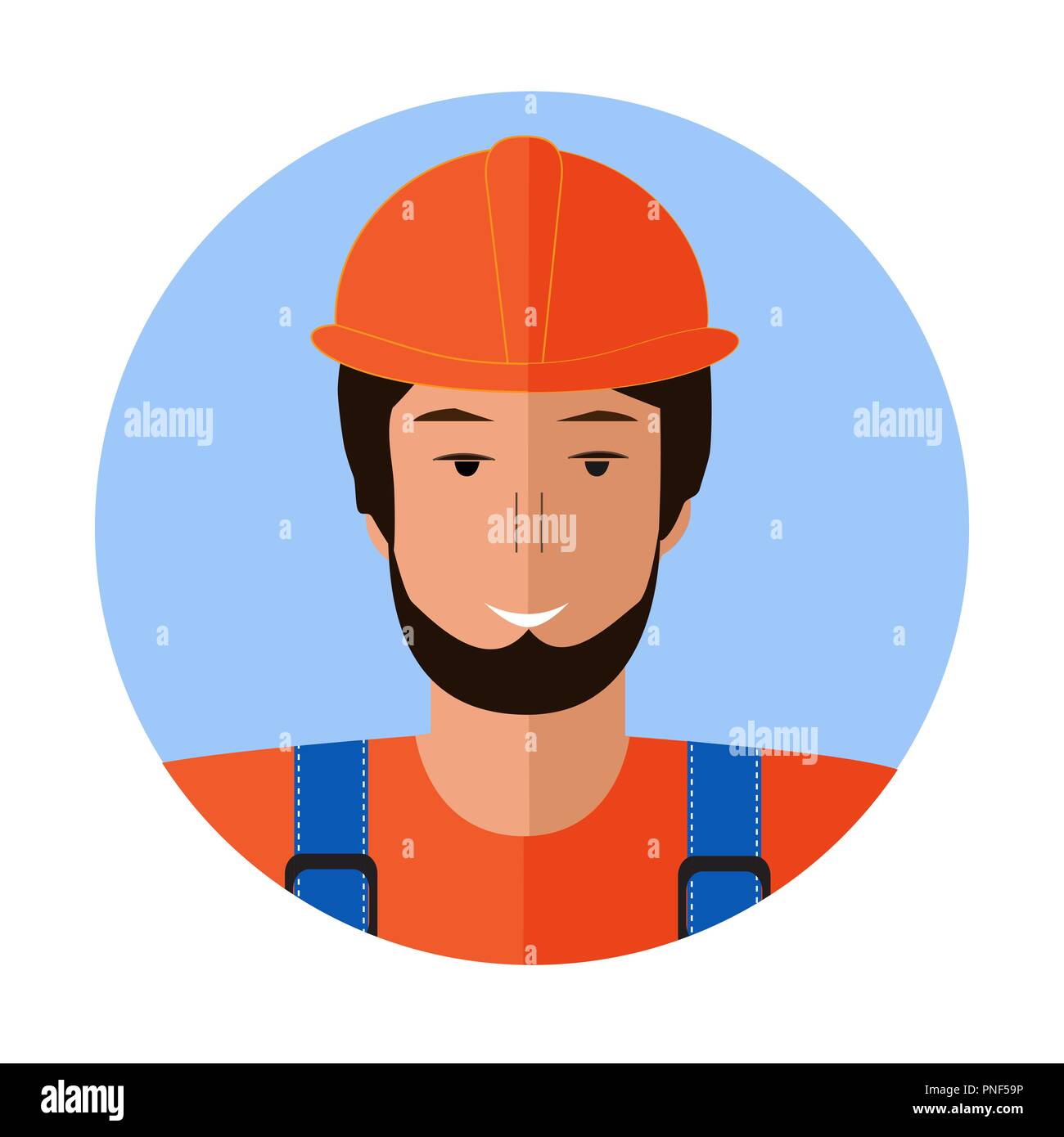 Builder Mann Gesicht Symbol. Flache Darstellung der Builder Mann Gesicht Symbol für Web Design. Vector Illustration Stock Vektor