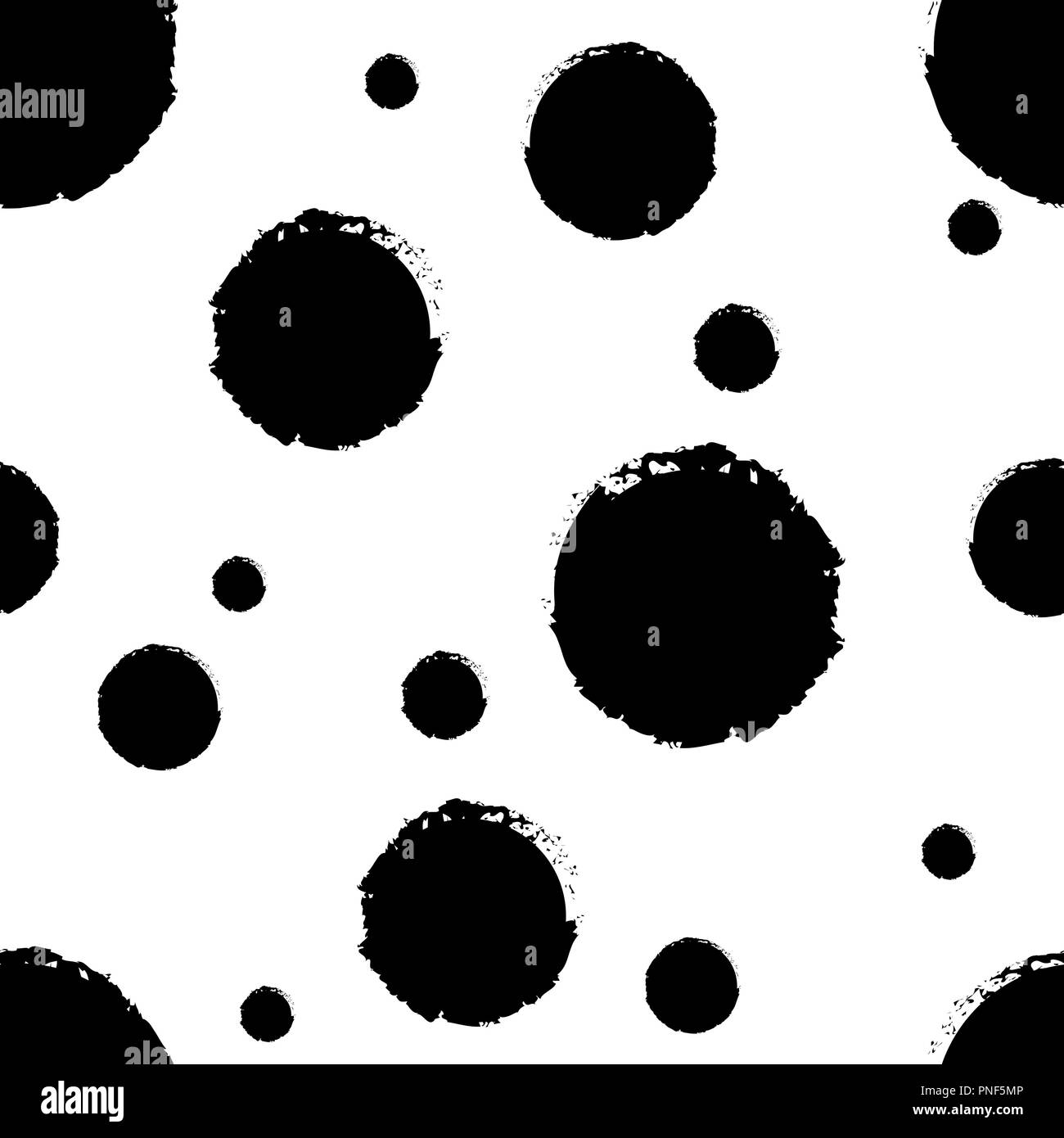 Nahtlose Muster aus schwarzen Flecken. Vektor Zusammenfassung Hintergrund, lackiert Komposition. Trendige und stilvolle Tuch Muster oder Stoff drucken. Polka Dot. Stock Vektor