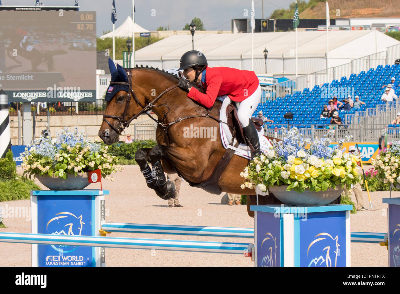 Mühle Frühling, NC. 20. Sep 2018. FEI WEG Tryon 2018 weiterhin mit Springen und Voltigieren Wettbewerbe. Stockfoto