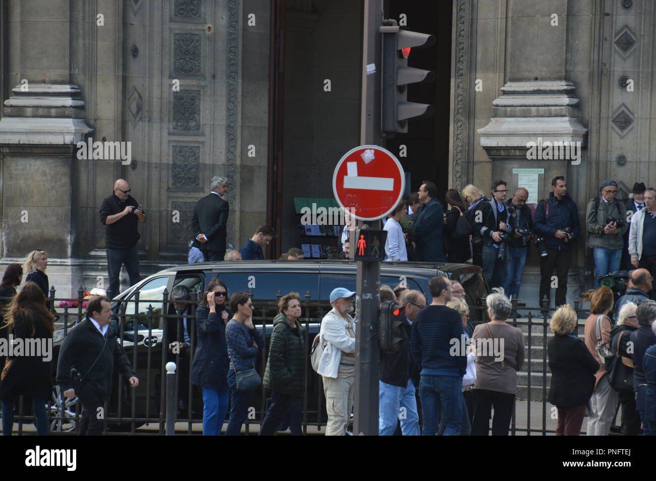 Paris, Frankreich. 21. September 2018.15 Uhr. Kirche Saint-franÃ§ois Xavier, Paris, Frankreich. Zeremonie für den Tod des französischen Schauspieler Jean Piat. ALPHACIT NEWIM/Alamy leben Nachrichten Stockfoto