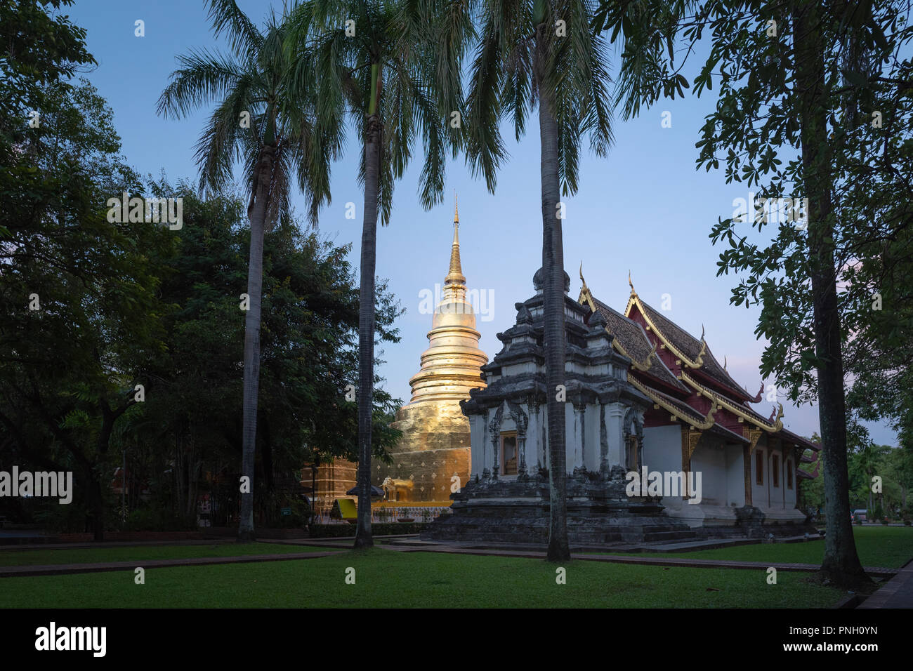 Goldene Pagode in Phra Singh Tempel. Chiang Mai, Thailand. Stockfoto