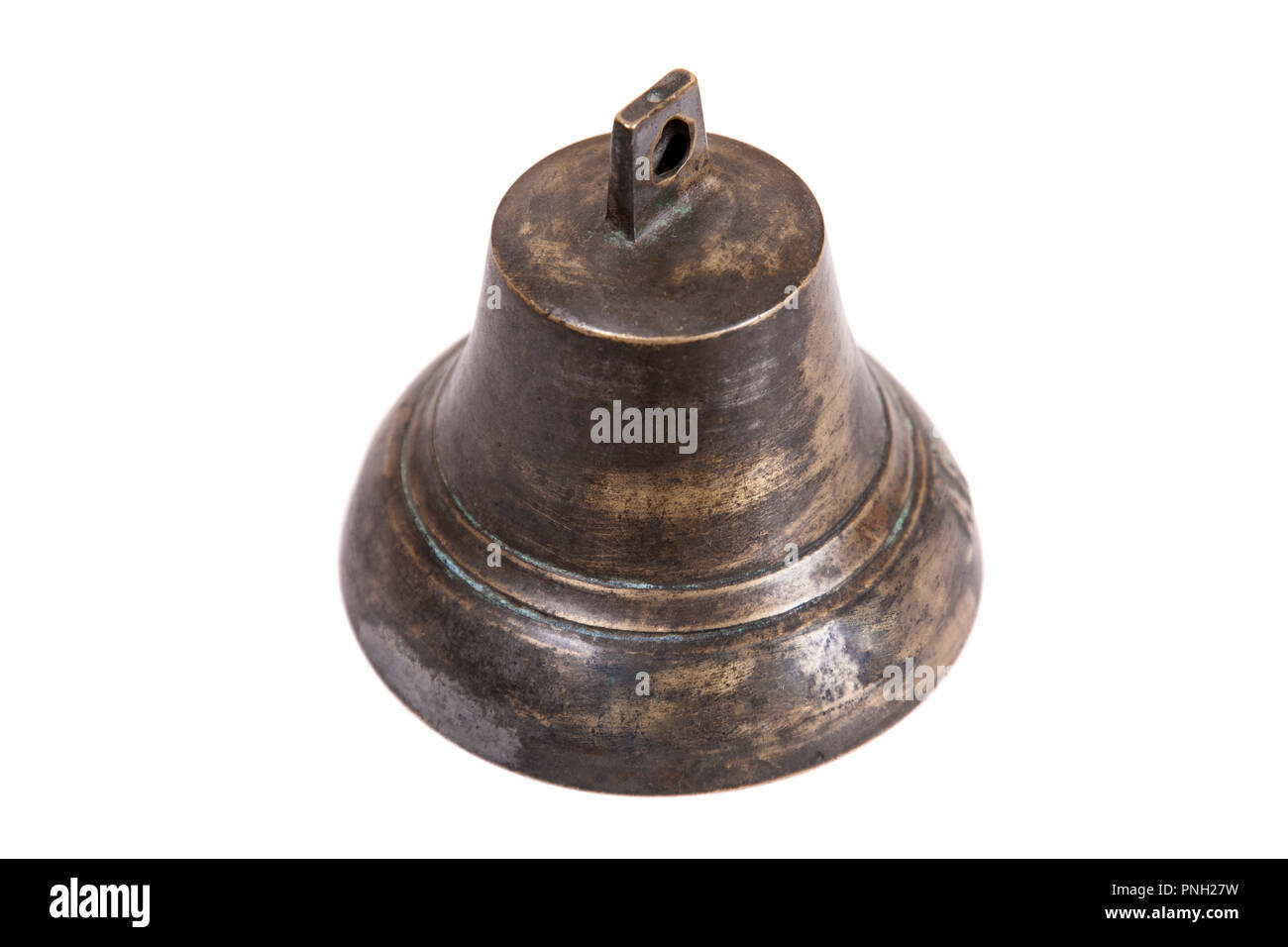 Alte Glocke auf einem weißen Hintergrund. Stockfoto