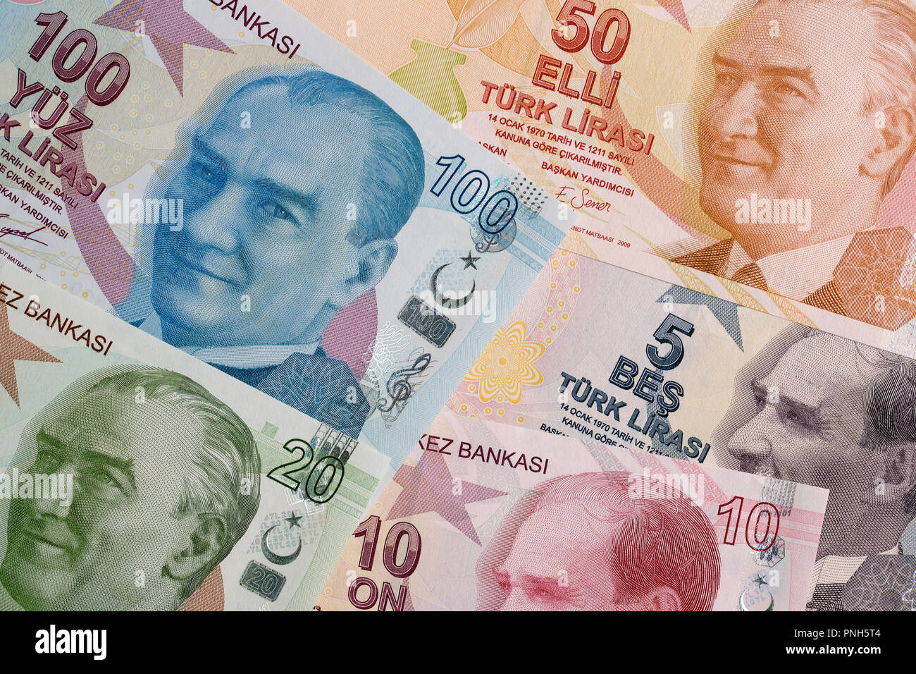 Türkische Lira einen Hintergrund Stockfoto