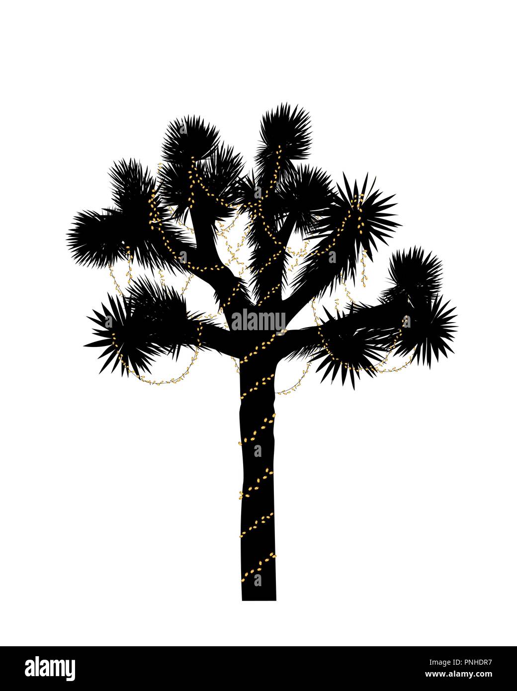 Joshua Tree silhouette mit Weihnachtsbeleuchtung dekoriert. Neues Jahr design Element. Vector Illustration Stock Vektor