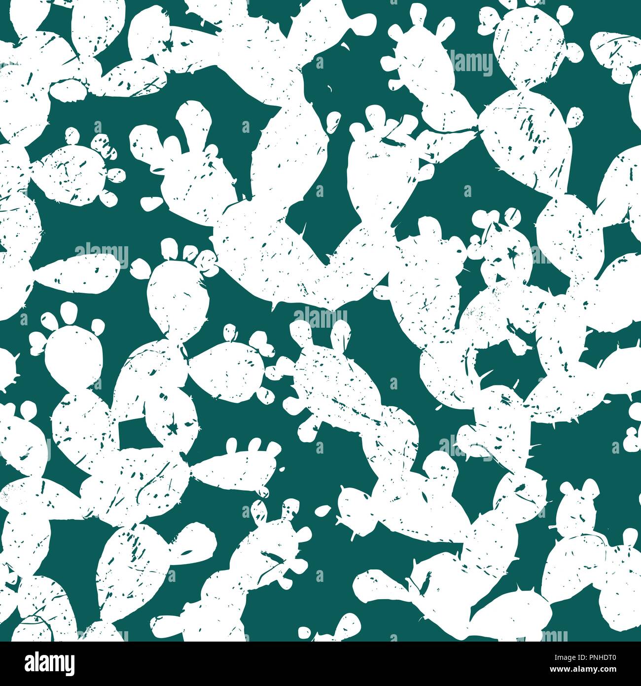 Stilvolle Vektor nahtlose Muster mit Grange Feigenkakteen Blätter und Früchte. Einfache, in Blau und Weiß. Gutes Design für moderne Textildruck Stock Vektor