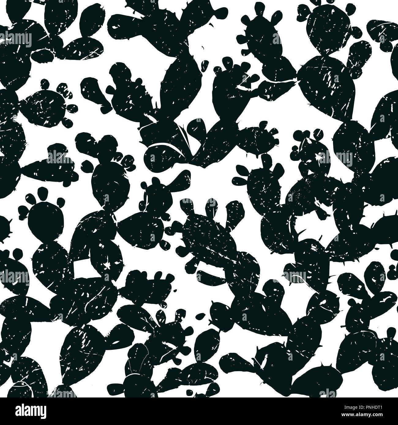 Stilvolle Vektor nahtlose Muster mit Grange Feigenkakteen Blätter und Früchte. Bolack und weißen Palette. Gutes Design für moderne Textildruck oder Stock Vektor