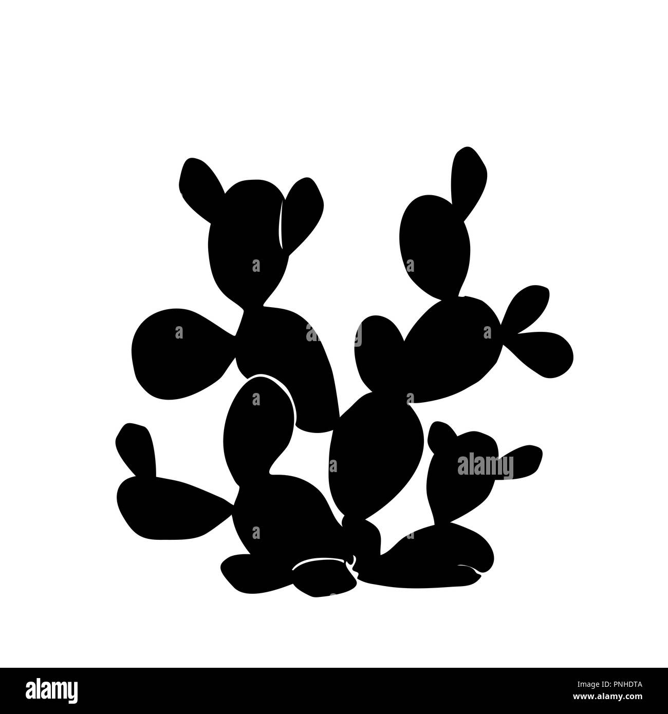 Feigenkakteen Symbol in schwarz auf weißem Hintergrund. Opuntia, Ficus Indica. Mexiko Land Symbol, Vector Illustration. Stock Vektor