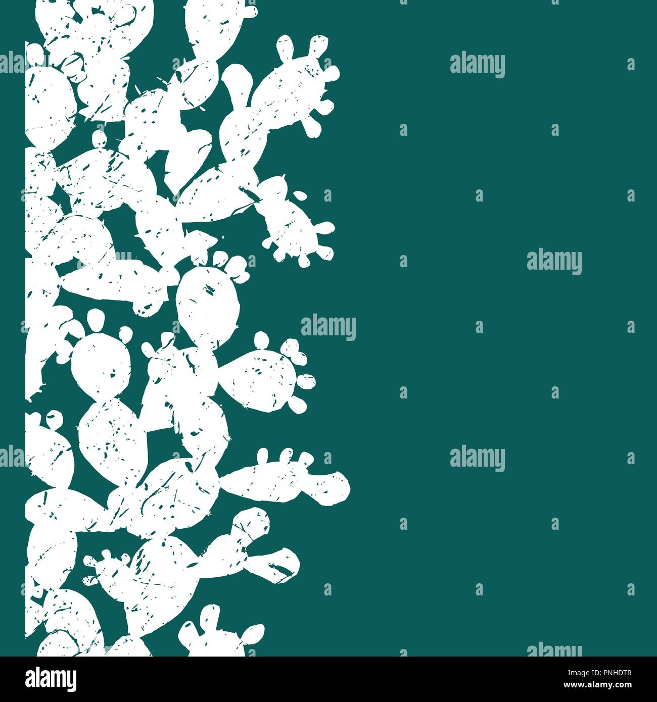 Vertikale Vektor nahtlose Muster mit Grange Feigenkakteen. Grenze mit opuntia Blätter und Früchte. In Grün und Weiß gehaltene einfache Palette. Stock Vektor