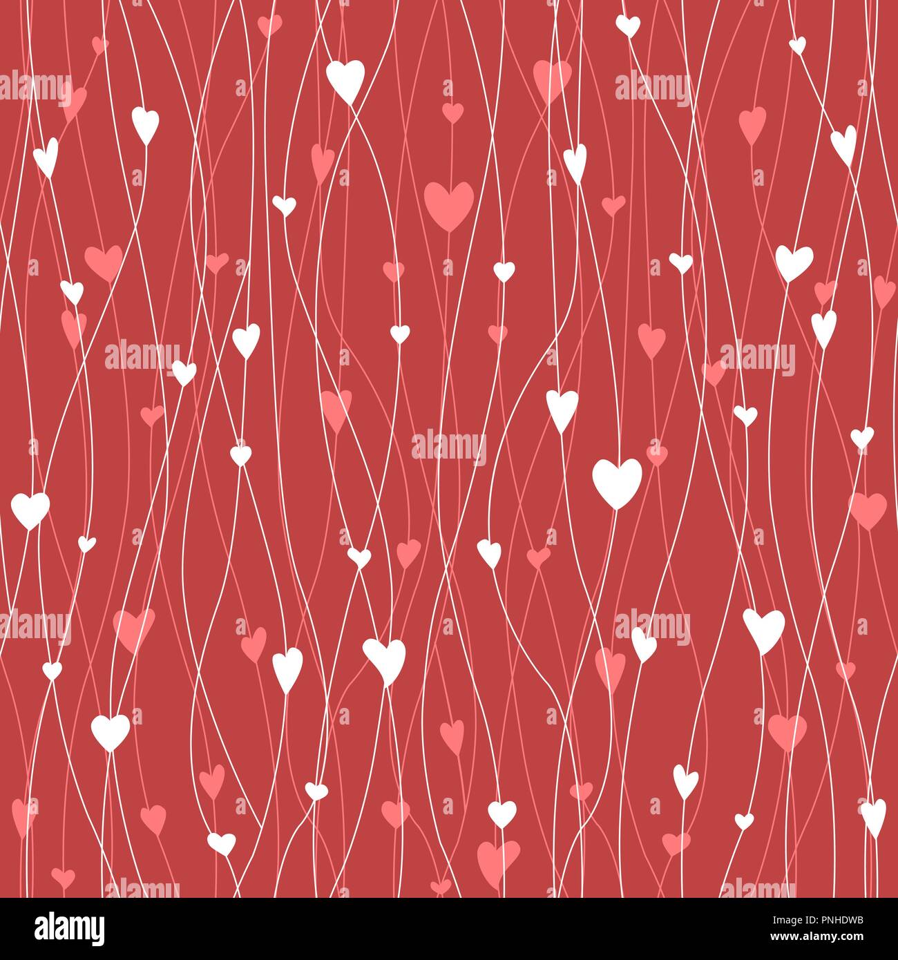 Vektor nahtlose Muster mit hängenden Herzen Girlanden. Zarte Fäden und Herzen. Cute Geschenkpapier Hintergrund, Stoff design Stock Vektor