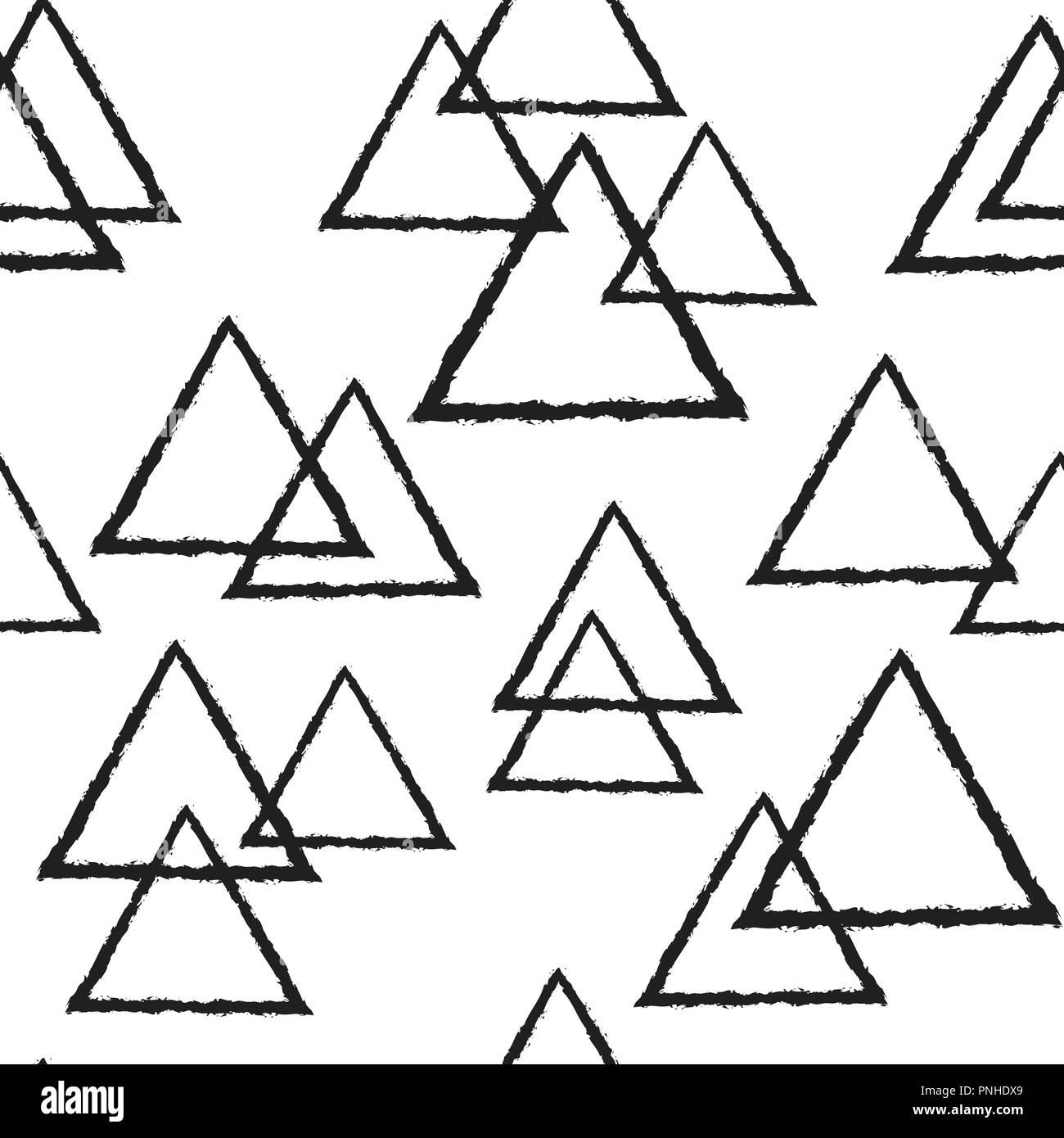 Vektor nahtlose Muster mit Dreieck geometrischen Formen in Grunge Stil. Trendy schwarz und whitetexture. Stock Vektor