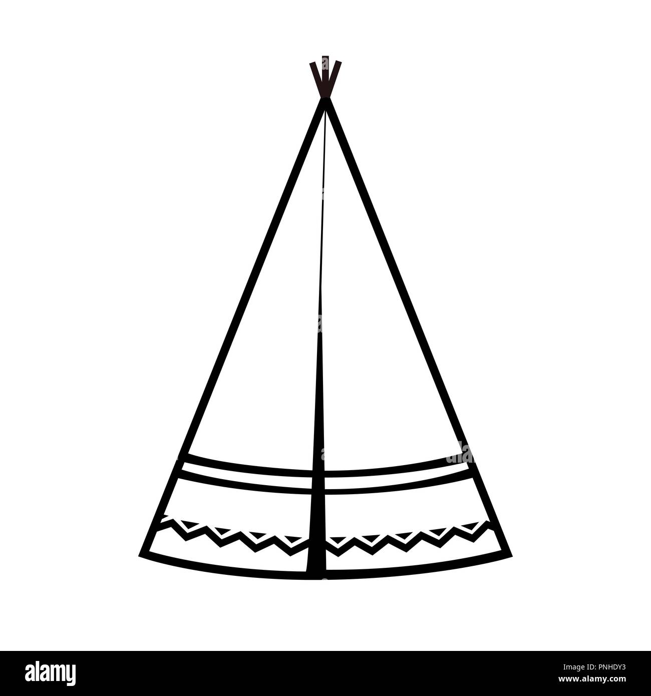 Wigwam-Symbol. Indische teepee oder Tipi. Vector Illustration. Schwarz und Weiß Stock Vektor