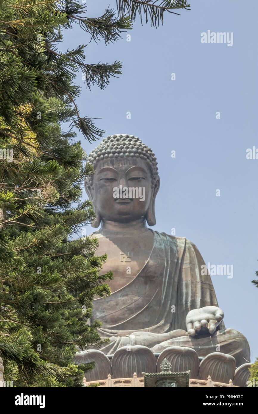 Die Statue des Großen Buddha in Ngong Ping Village, Lantau Island Hong Kong Stockfoto