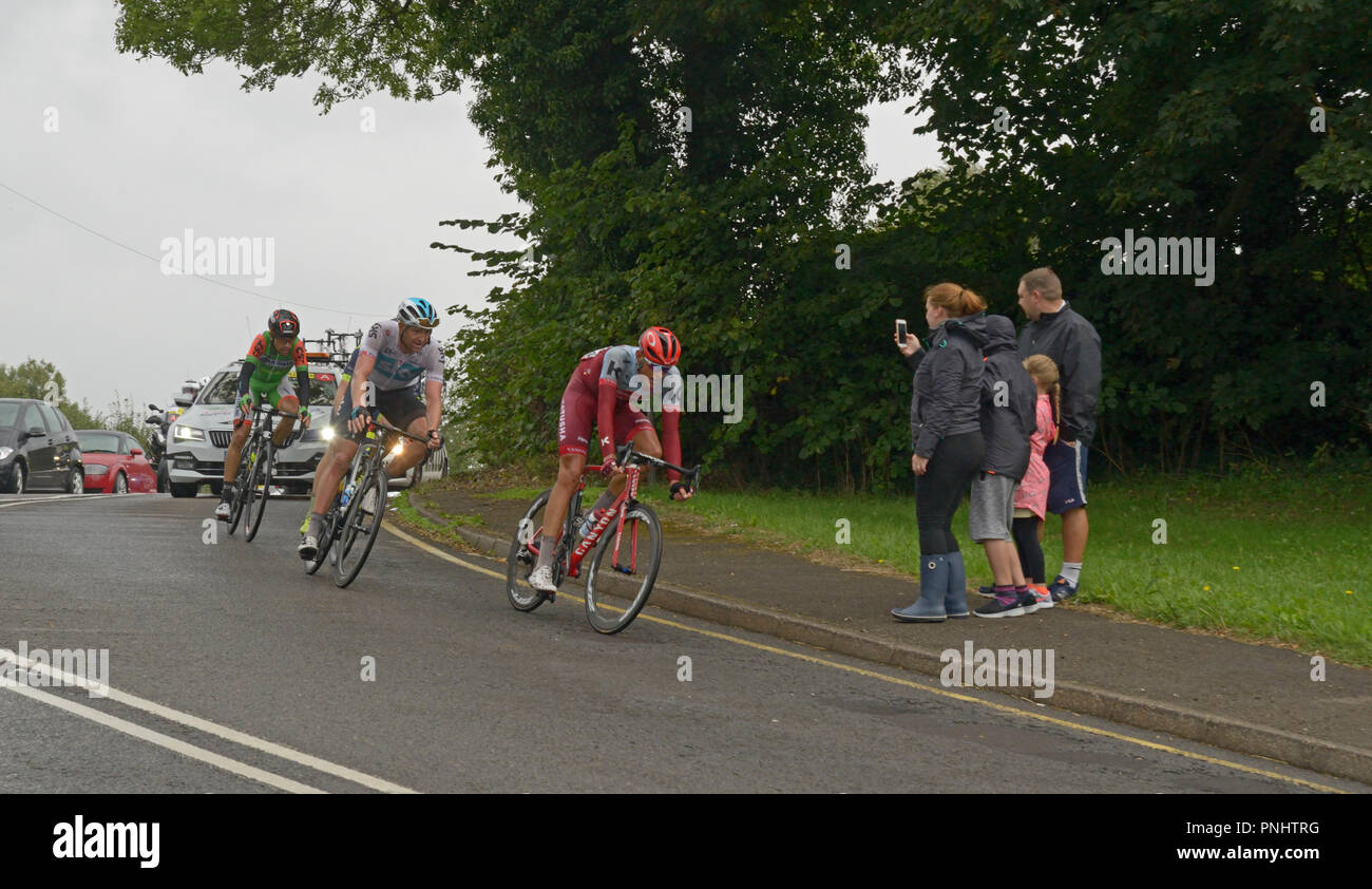 Führende Radfahrer in"-Tour von Großbritannien" an Watnall, in der Nähe von Nottingham. Stockfoto