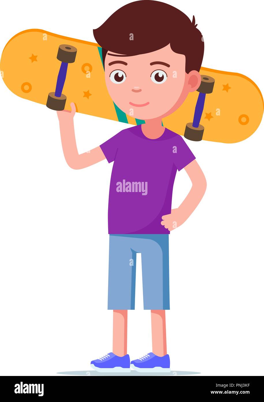 Vector Illustration cute junge mit einem Skateboard Stock Vektor