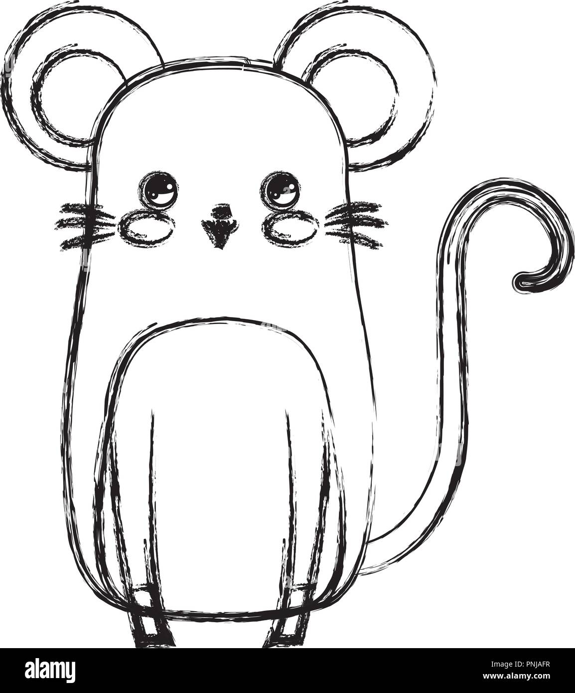 Süße Maus Porträt cartoon Tier Vector Illustration Hand Zeichnung Stock