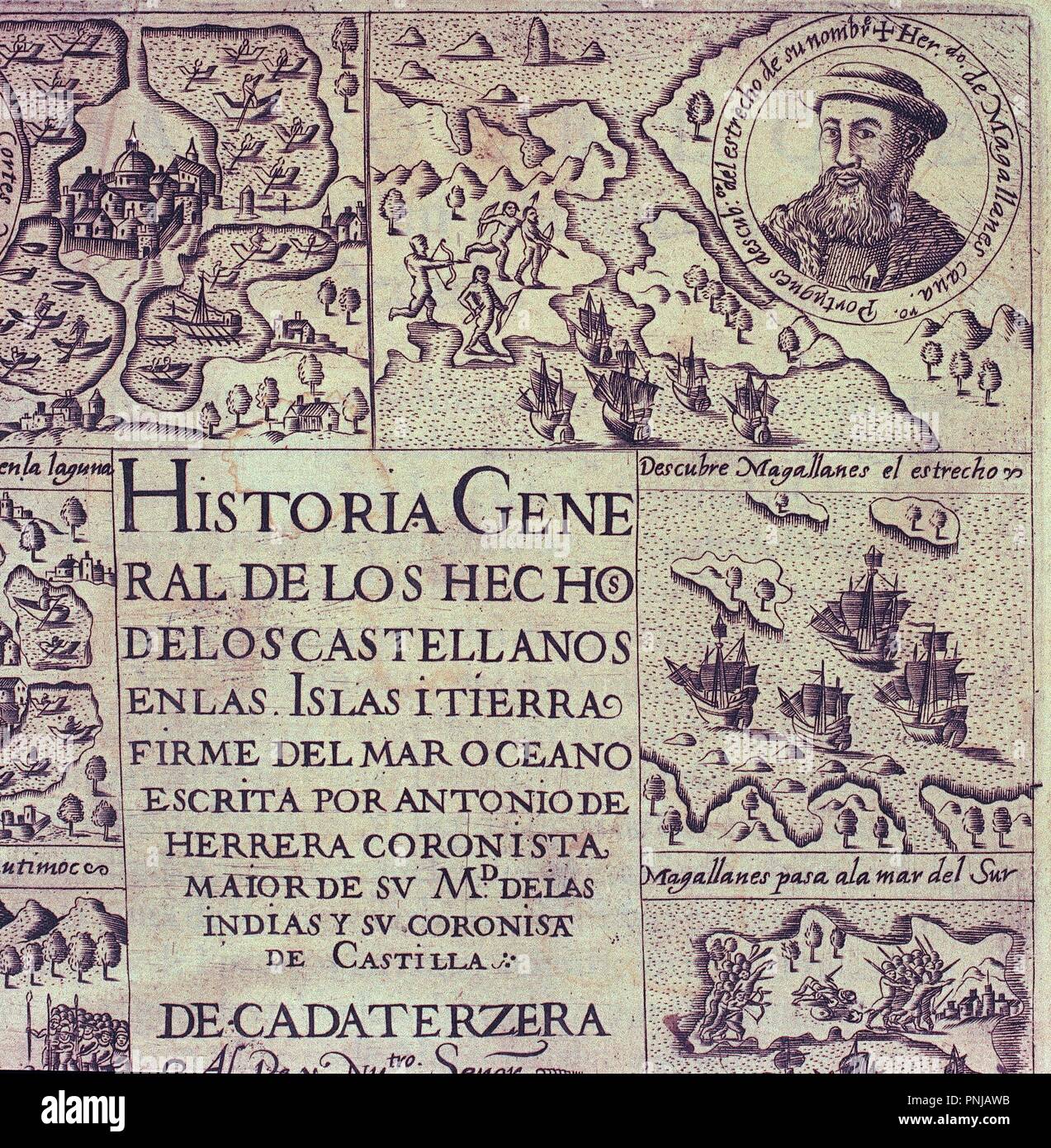 HIST. GRAL DE HECHOS CASTELLANOS - DECADA TERCERA -. Autor: HERRERA Y CASTILLA ANTONIO. Lage: Biblioteca Nacional - coleccion. MADRID. Spanien. Stockfoto
