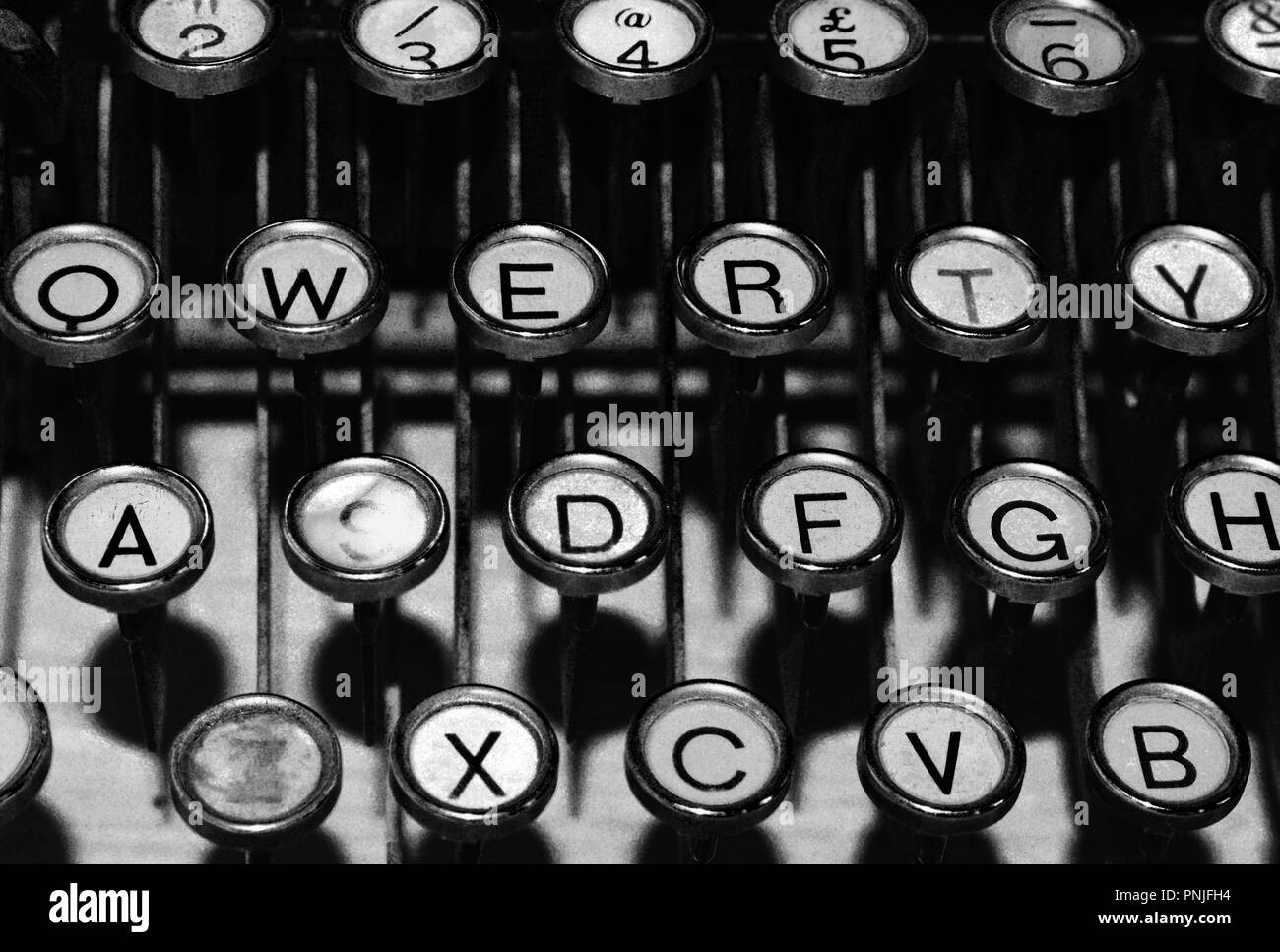 Antike Schreibmaschine QWERTY-Tastatur Stockfoto