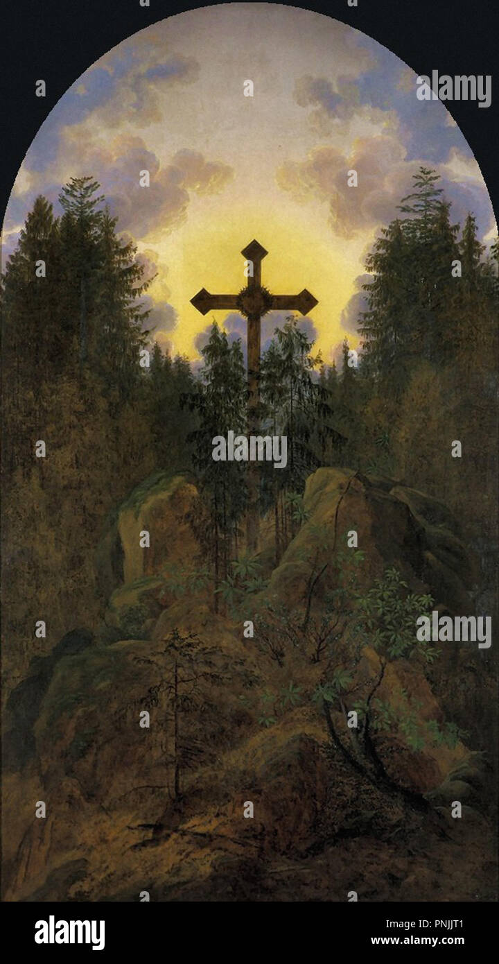 Friedrich Caspar David-Kreuz im Gebirge Stockfoto