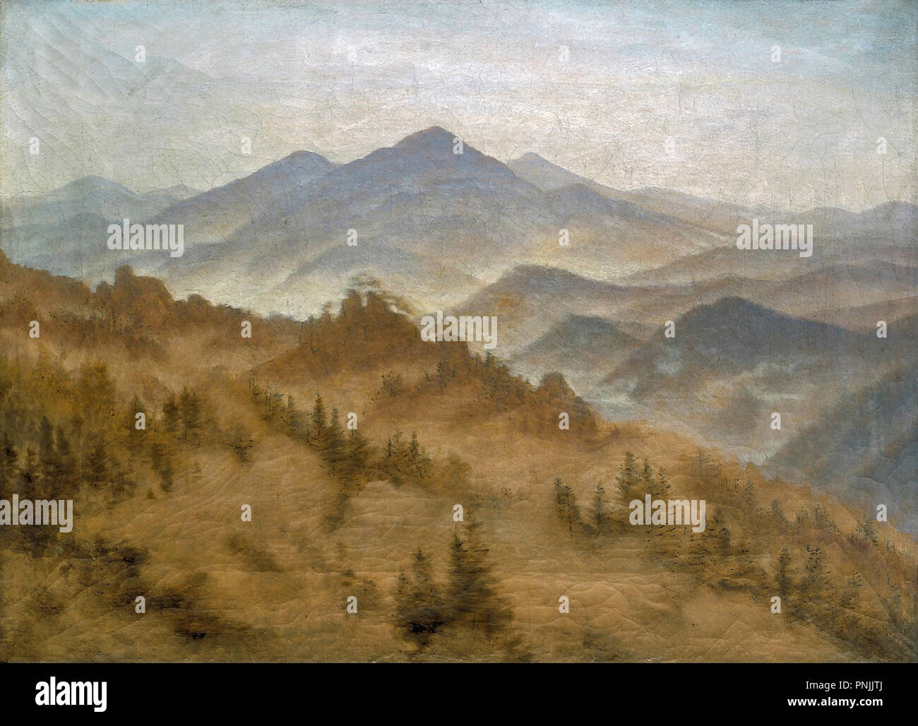 Friedrich Caspar David - Landschaft mit dem Rosenberg in der Böhmischen Berge Stockfoto
