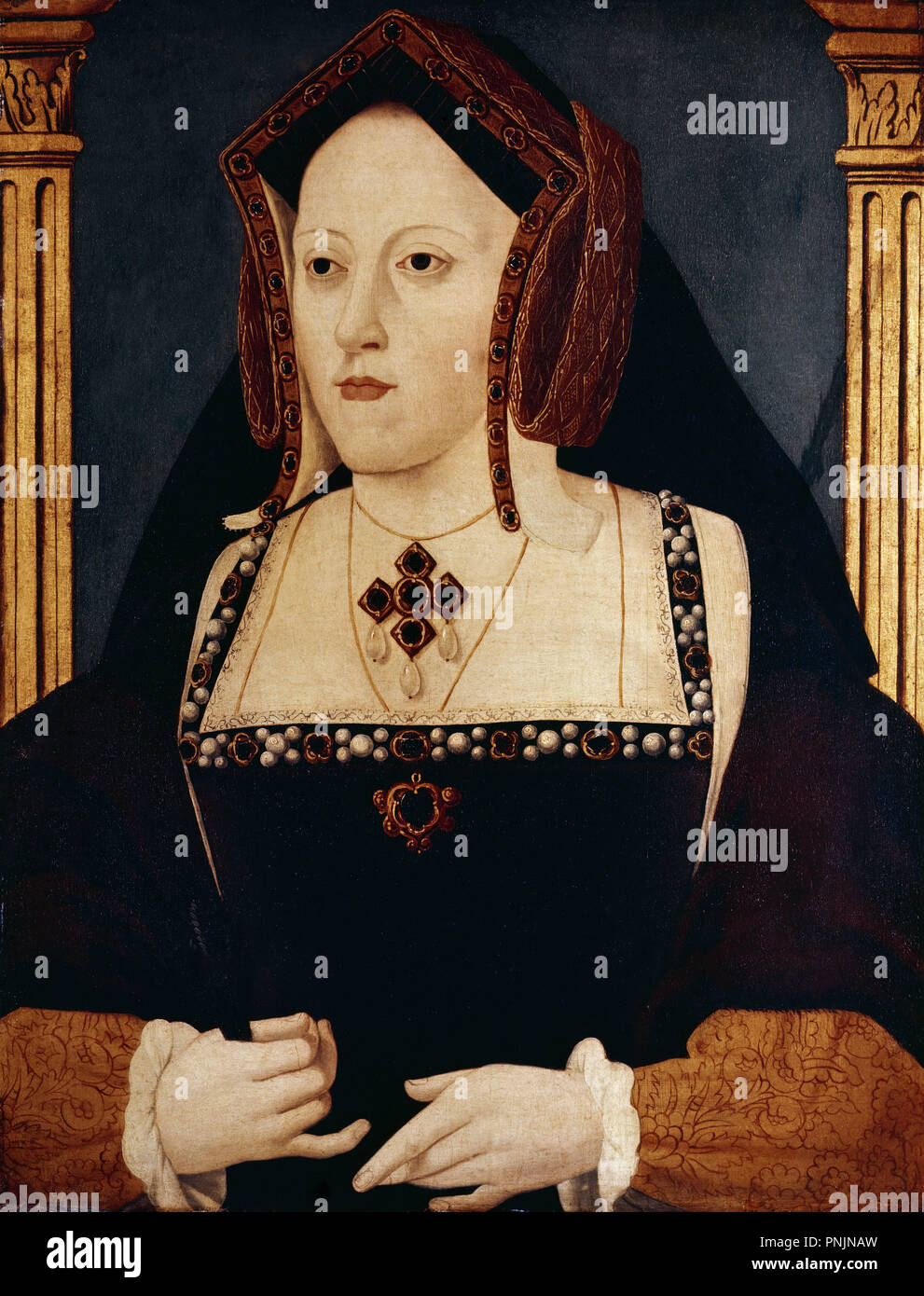 "Katharina von Aragon", Anfang des 18. Jahrhunderts, Öl auf Leinwand, 55,9 x 44,5 cm, NPG 163. Thema: CORVUS, JOHN zugeschrieben. Lage: die National Portrait Gallery. LONDON. ENGLAND. Stockfoto