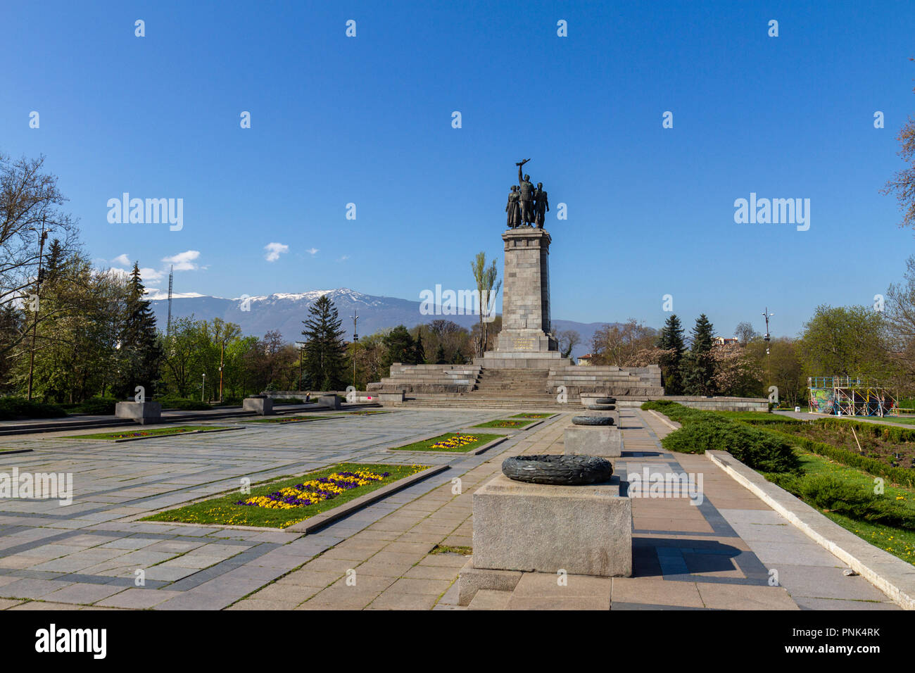 Das Denkmal für die sowjetischen Armee, Knyazheska Garten, Sofia, Bulgarien. Stockfoto