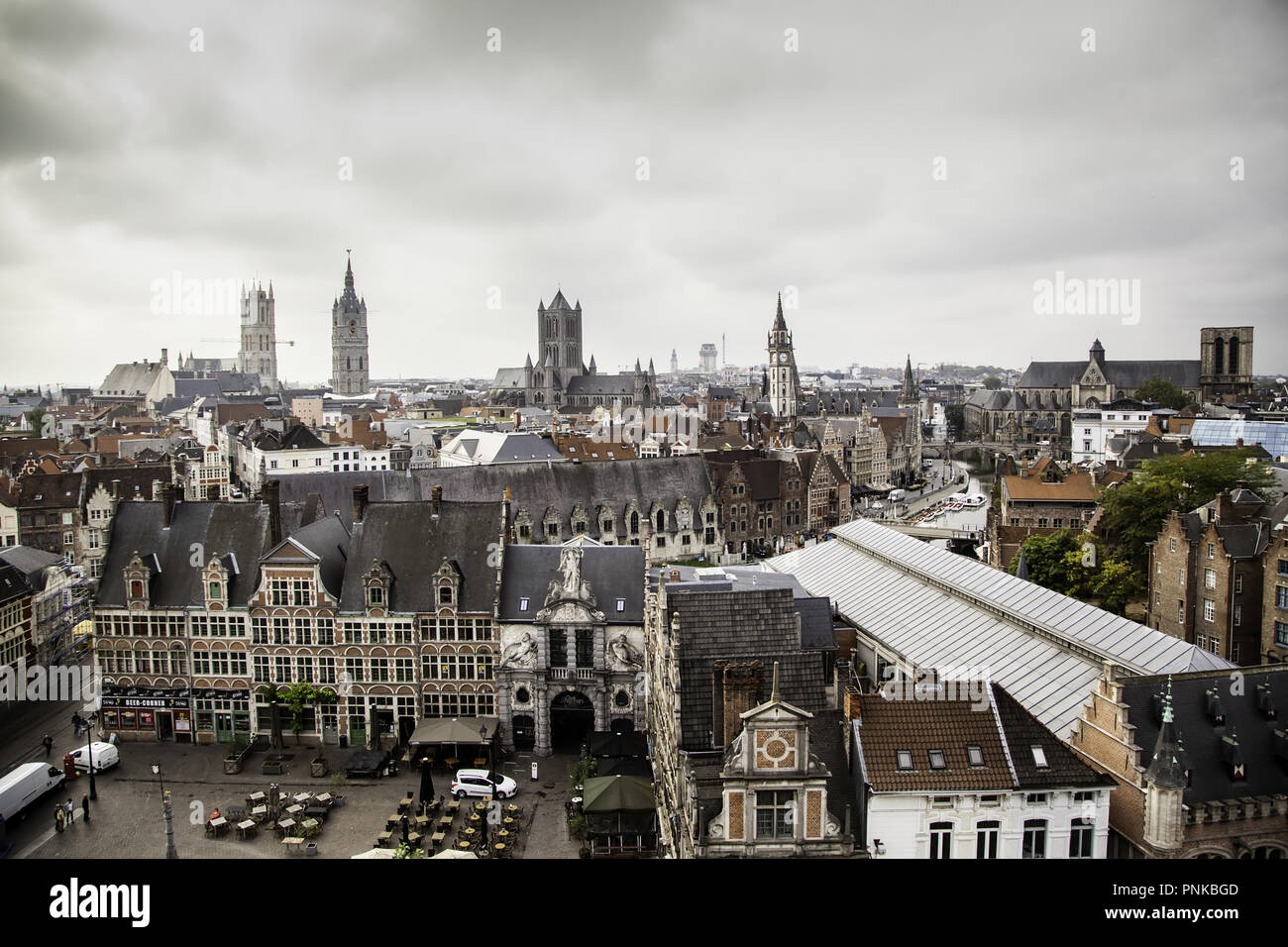 Panoramablick auf die Stadt Gent, Detail der Stadt von Belgien, Europa Stockfoto