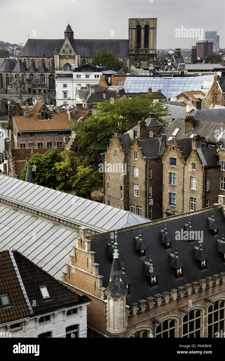Panoramablick auf die Stadt Gent, Detail der Stadt von Belgien, Europa Stockfoto