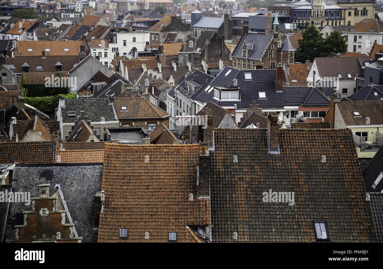 Panoramablick auf die Stadt Gent, Detail der Stadt von Belgien, Europa Stockfoto