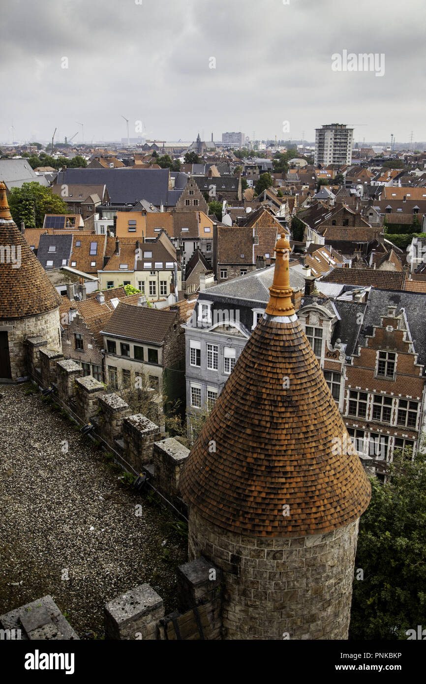 Panoramablick auf die Stadt Gent, Detail der Stadt von Belgien, Europa Stockfoto