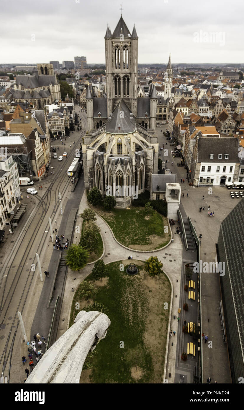 Anzeigen von Gent von der Höhe, Detail von Belgien, Tourismus Stockfoto