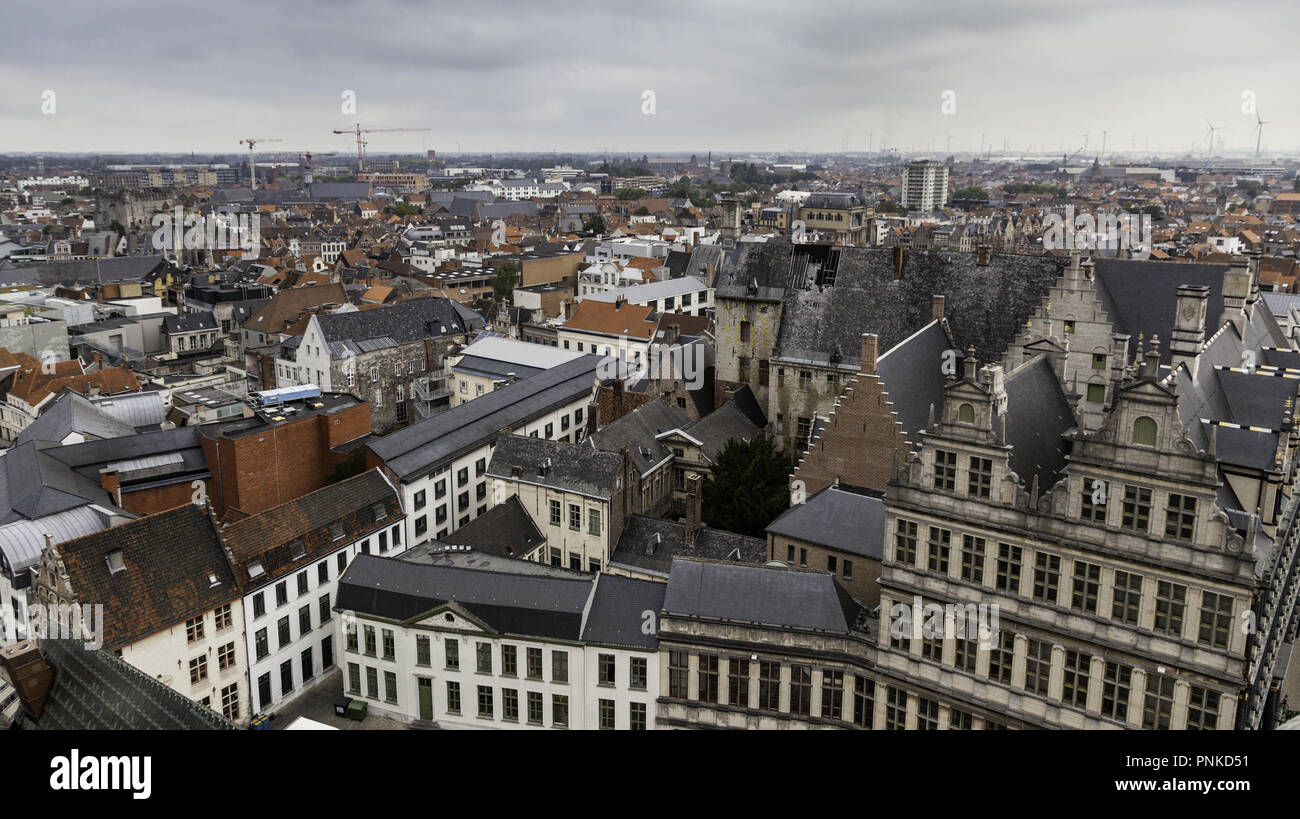 Anzeigen von Gent von der Höhe, Detail von Belgien, Tourismus Stockfoto