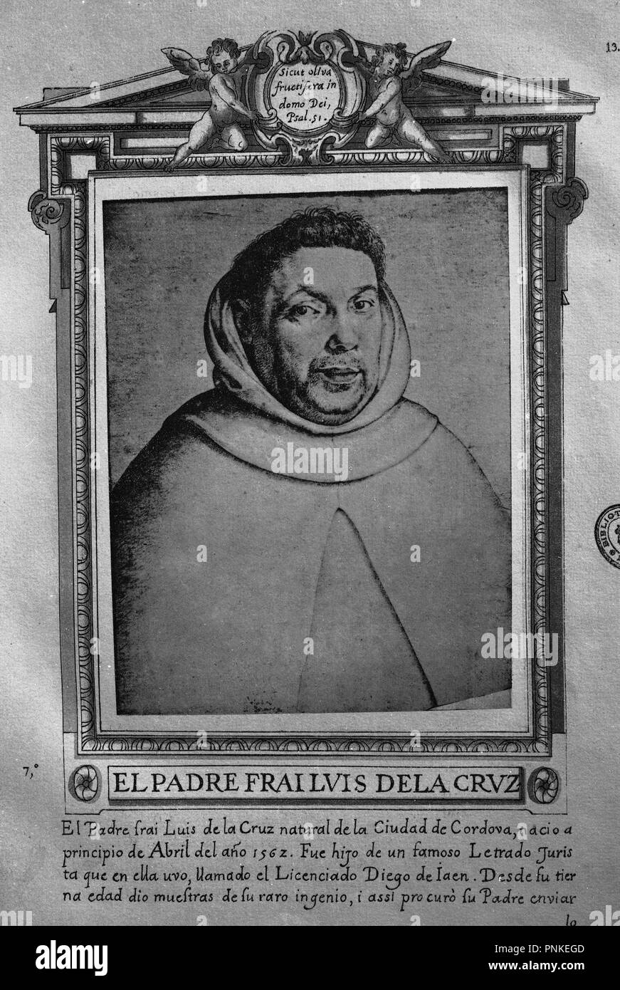 FRAY LUIS DE LA CRUZ - LIBRO DE RETRATOS DE ILUSTRES Y VARONES MEMORABLES - 1599. Autor: Pacheco, Francisco. Lage: Museo Lázaro Galdiano - coleccion. MADRID. Spanien. Stockfoto