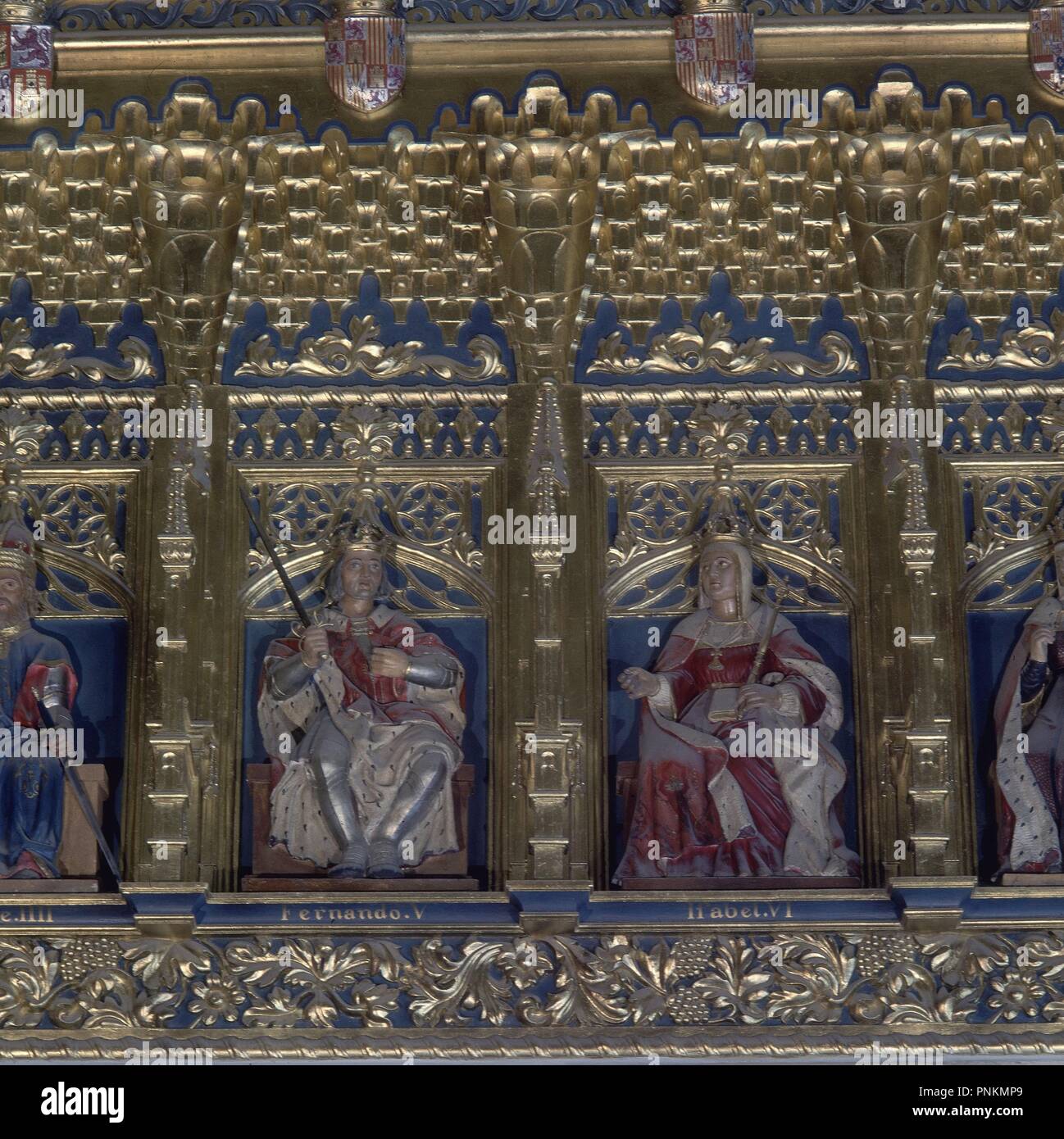 EFIGIES DE FERNANDO E ISABEL DE LA SALA DE LOS REYES. Lage: ALCAZAR - Interieur. SEGOVIA. Spanien. Stockfoto
